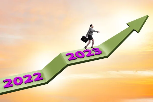 Tillväxtkoncept Med Det Nya Året 2023 — Stockfoto