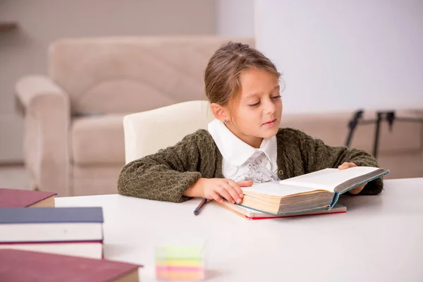 Young Small Girl Studying Home — Stock Photo, Image