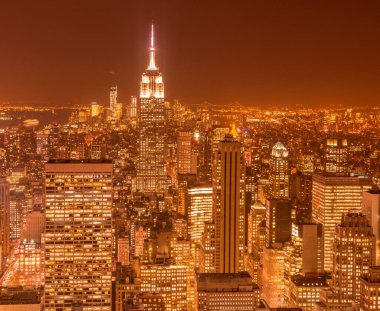 Günbatımında New York Manhattan manzarası