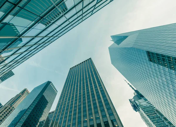 Los Rascacielos Nueva York Vew Desde Nivel Calle —  Fotos de Stock