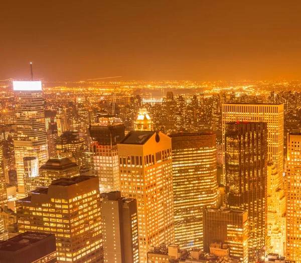 Vue New York Manhattan Pendant Les Heures Coucher Soleil — Photo