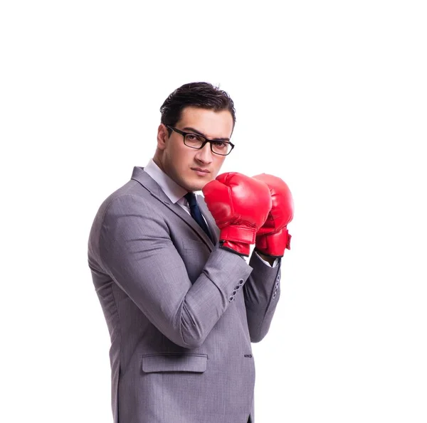 Businessman Boxing Isolated White Background — Stock Photo, Image