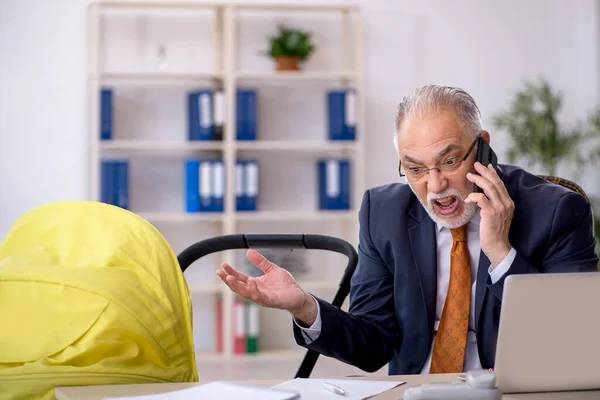 Old Businessman Employee Looking New Born Office — Stock Photo, Image