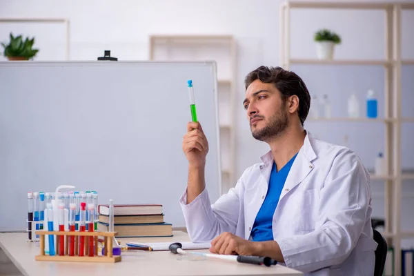 Jovem Químico Que Trabalha Laboratório — Fotografia de Stock