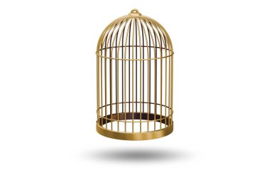 Altın kuş kafesi konsepti - 3D görüntüleme