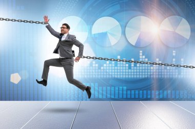 İşkolik kavramda zincirli iş adamı