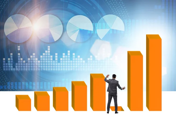Geschäftsmann Wachstumskonzept Mit Balkendiagrammen — Stockfoto