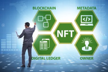 NFT 'nin ödenebilir olmayan konseptinde iş adamı