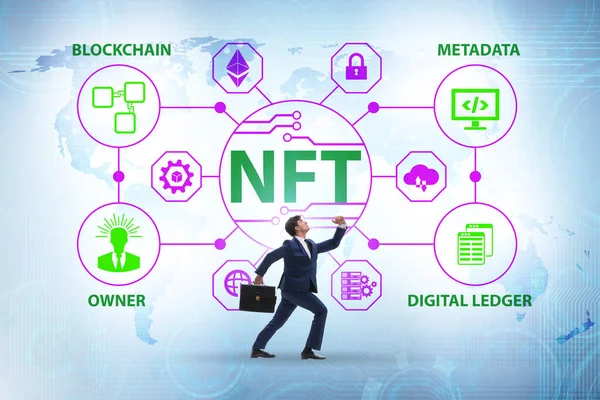Empresário Nft Conceito Não Fungível — Fotografia de Stock