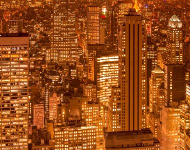 Günbatımında New York Manhattan 'ın gece manzarası