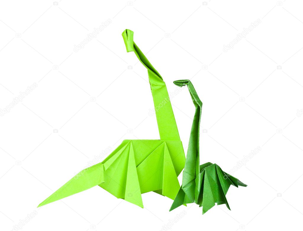 Origami Papierfiguren Der Dinosaurier Stockfoto