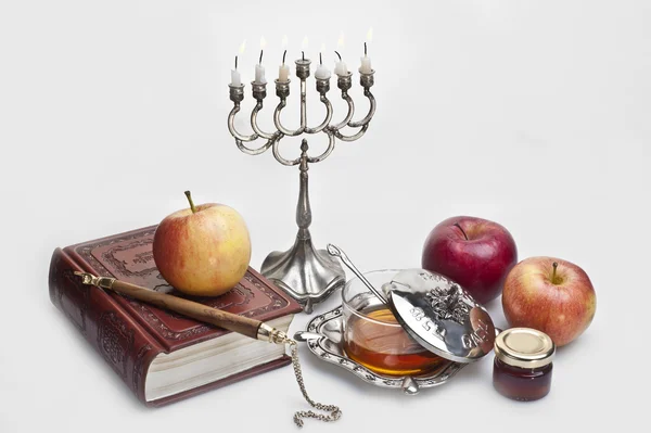 Mel com maçã para Rosh Hashana — Fotografia de Stock