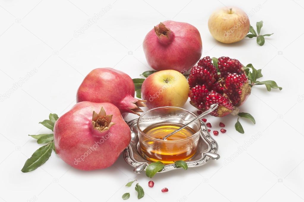 Honey,pomegranate with apple for Rosh Hashana