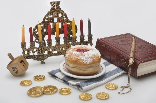 Hanukkah menorah con velas — Foto de Stock