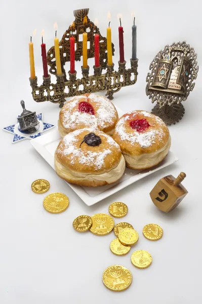 Hanukkah menorah med ljus — Stockfoto