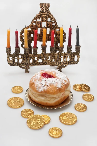 Chanoeka menorah met kaarsen — Stockfoto