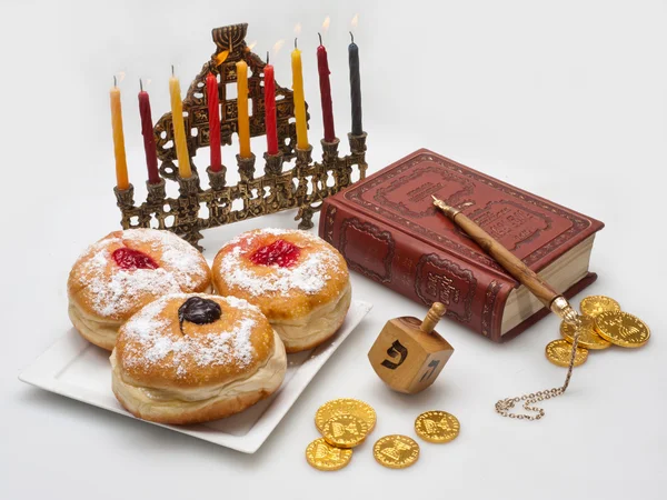 Hanukkah menorah with candles — Stock Photo, Image