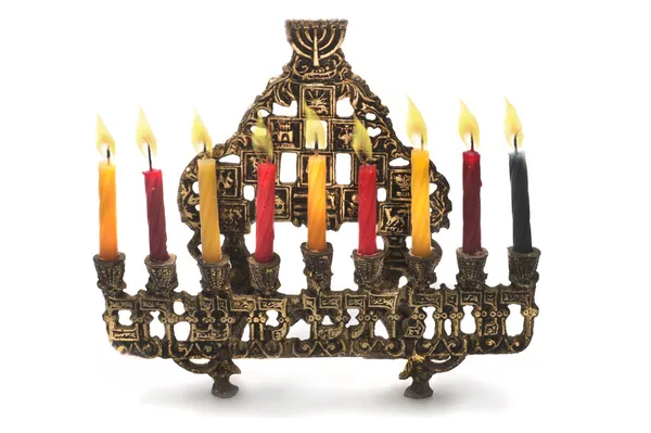 Hanukkah menorah mumlar ile — Stok fotoğraf