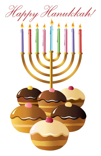 Hanukkah menorah with candles — Stock Vector