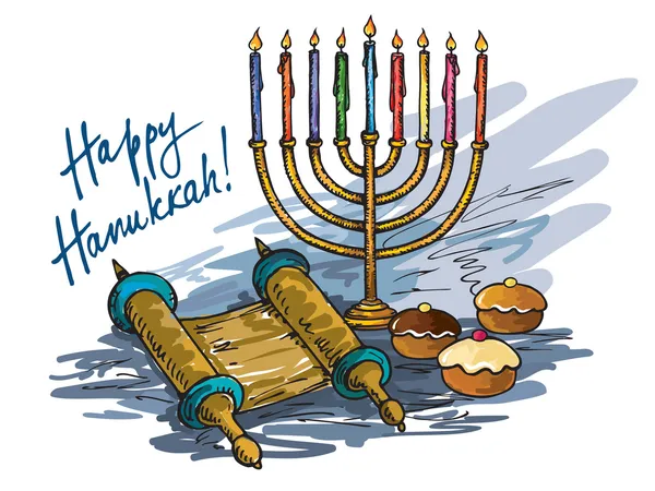 Hanoukka menorah avec des bougies — Image vectorielle