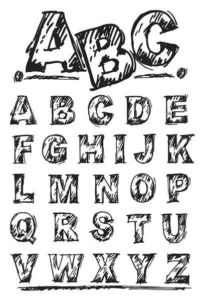 Alfabet Sketch - Stok Vektor
