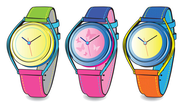vector set of colourful watch