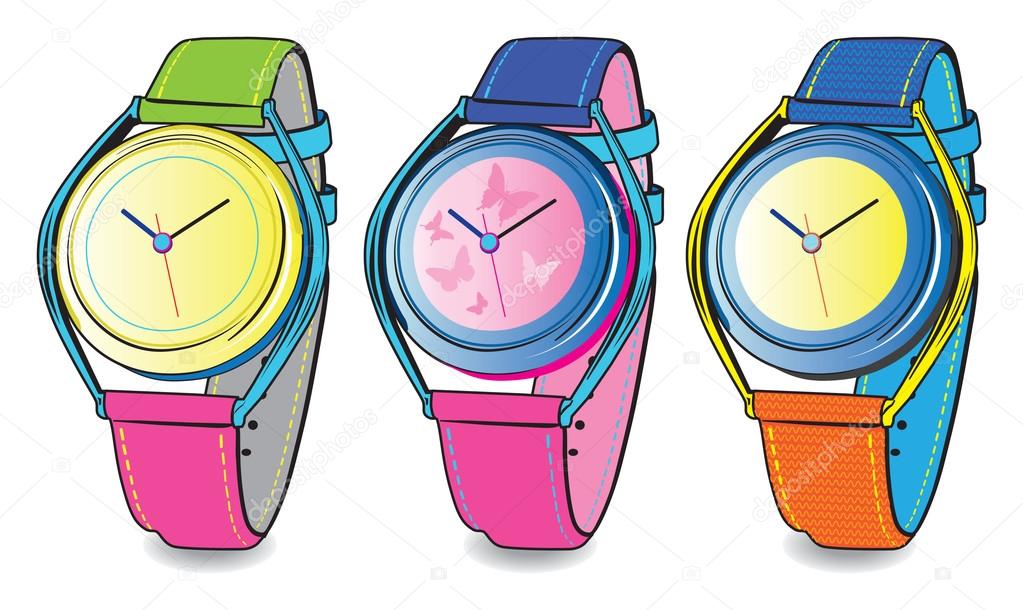 vector set of colourful watch