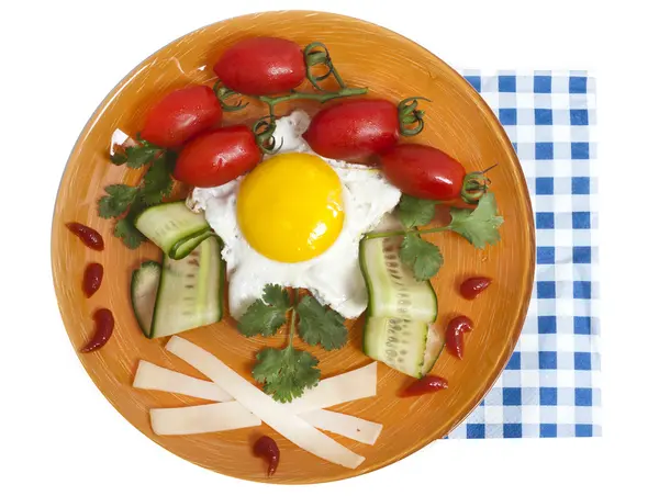 계란 스크램블드에그와 함께 아침 식사 — 스톡 사진