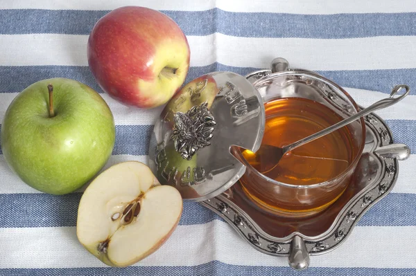 Mel com maçã para Rosh Hashana — Fotografia de Stock