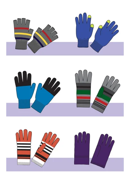 Ensemble de gants — Image vectorielle