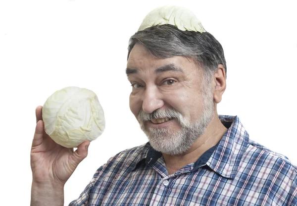 Man eating cabbage — Stock Photo, Image