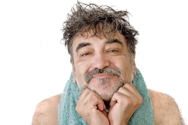A happy man after bathing — Stock Photo, Image