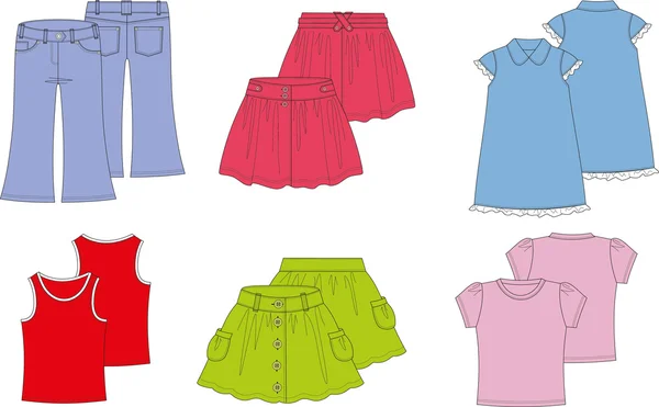 Roupas de verão para menina — Vetor de Stock