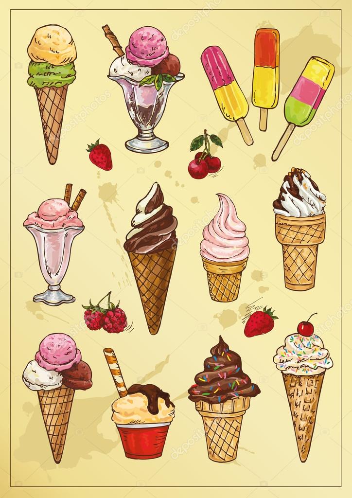 Kids drawing Cartoon Vector illustration ice cream icon Isolated on White  Background 25434884 Vector Art at Vecteezy