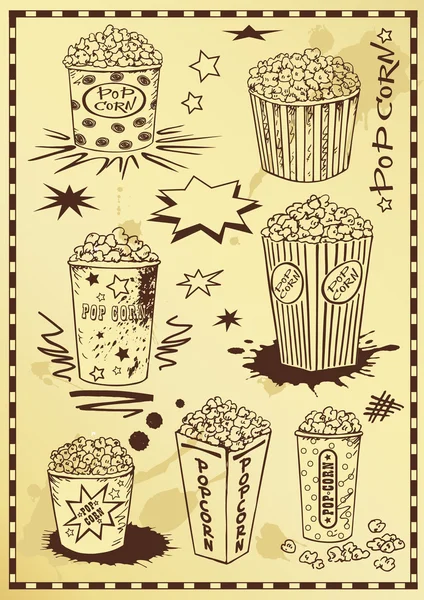 Dessin à la main popcorn — Image vectorielle