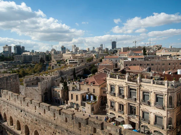 Panoramautsikt Över Jerusalems Gamla Stad Från Davids Torn Citadell Israel — Stockfoto