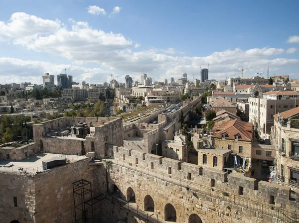 Panoramisch Uitzicht Jeruzalem Oude Stad Vanaf Tower David Citadel Israël — Stockfoto