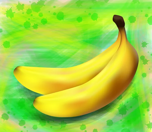 Dos plátanos sobre un fondo verde —  Fotos de Stock