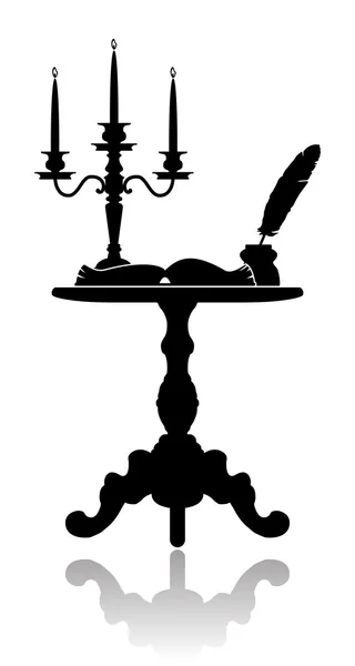 Mesa de centro con un candelabro — Vector de stock