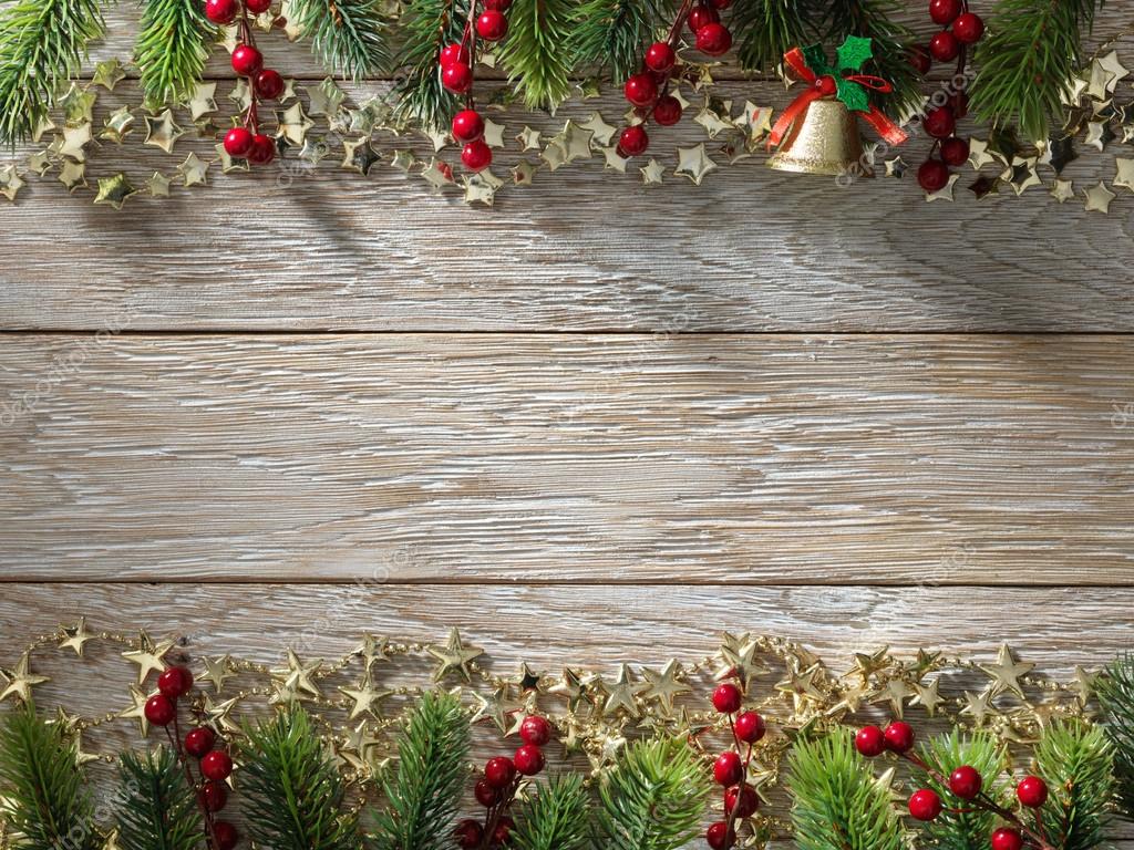 Christmas fir tree on wood texture. background old panels — Stock Photo