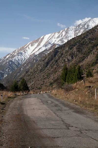 The road into the mountains. Kyrgyzstan. Ala-Archa. — Stock Photo, Image