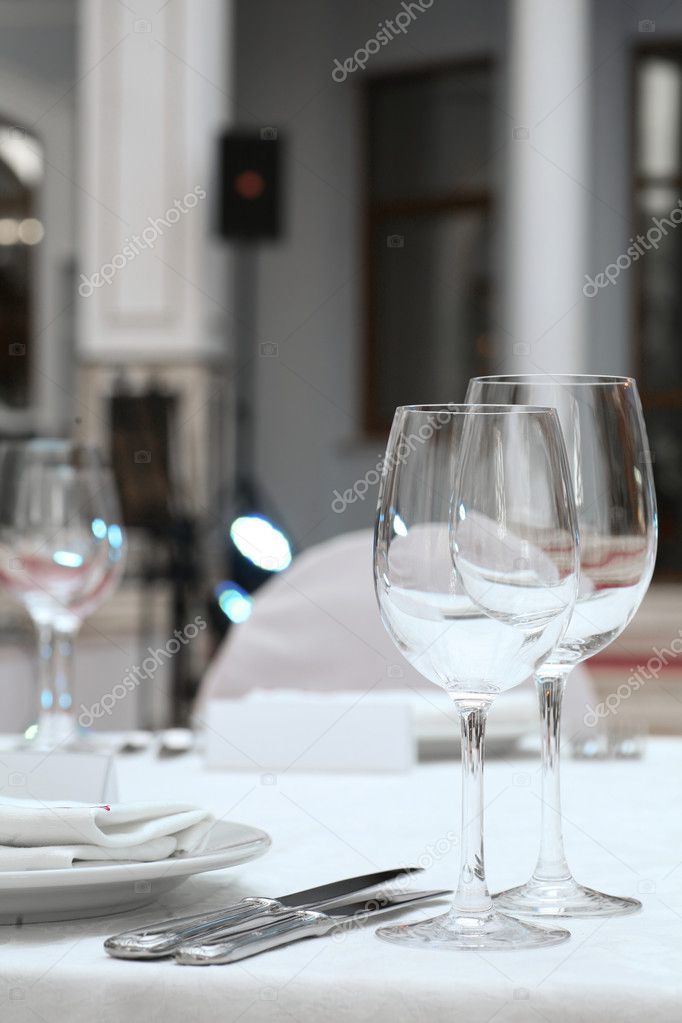 Banquet table in a restaurant