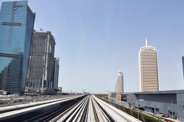 Dubai Metro as world's longest fully automated metro network (75 km) Dubai, UAE. — Stock Photo, Image