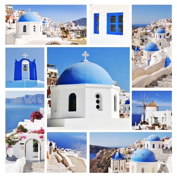 Collage av Santorini (Grekland) bilder - resor bakgrund — Stockfoto