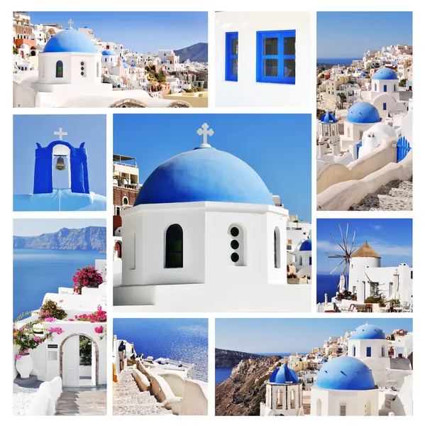 Collage av Santorini (Grekland) bilder - resor bakgrund — Stockfoto