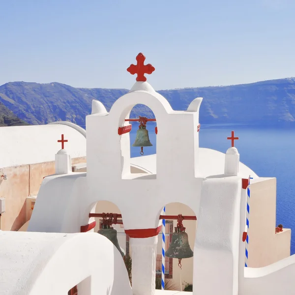 Campane sull'isola di Santorini, Grecia — Foto Stock