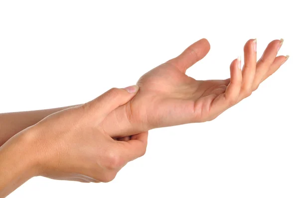 Akut smärta i en kvinnor hand — Stockfoto