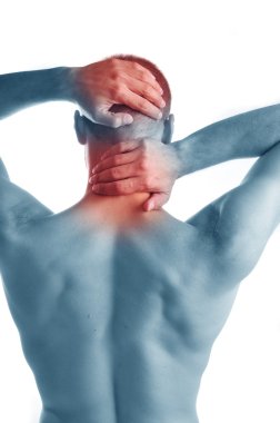 Man with acute neck pain clipart