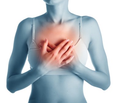 woman having heart attack holding her chest clipart