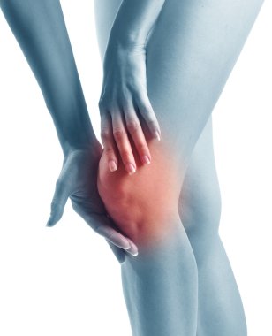 bir kadın diz ağrısı akut. Konsept fotoğraf